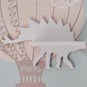 Drevená detská polička na stenu DINO - model Stegosaurus