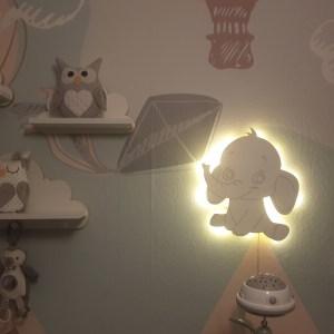 Detské LED svetielko do izby / lampička na stenu - sloník