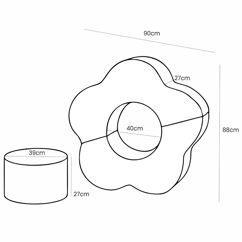 flower shape penova zostava 3 elementy bearly ROZMERY