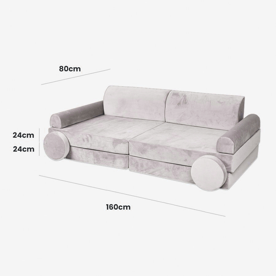 Veľký skladací penový bunker / detské ihrisko / pohovka - SOFA premium GRAY