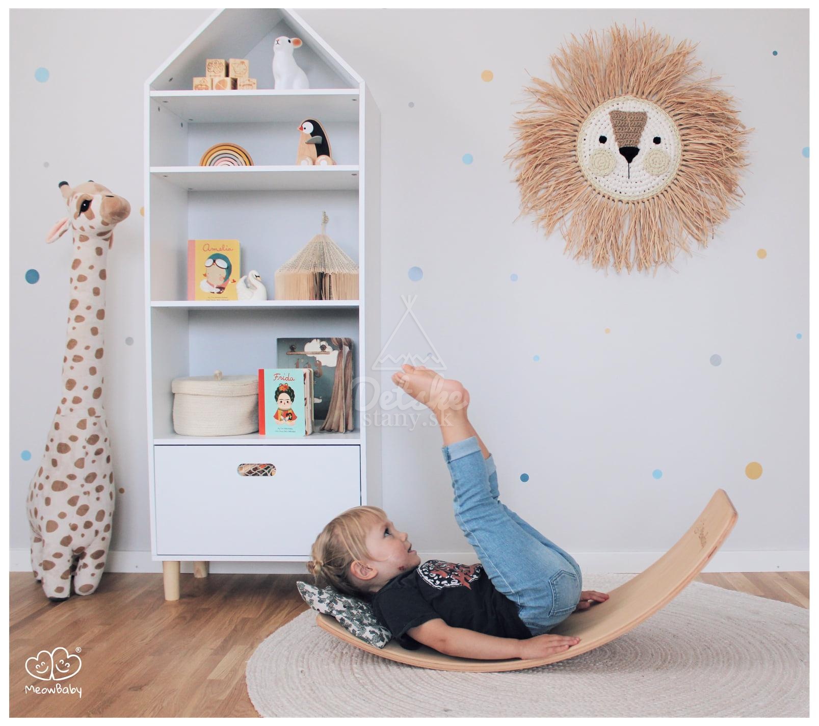 Drevená balančná doska pre deti MeowBaby® JUNIOR (64x30cm)