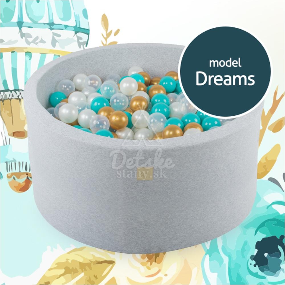 Detský suchý bazén EXCLUSIVE MeowBaby® model Dreams s guličkami 250 ks (90x40cm)