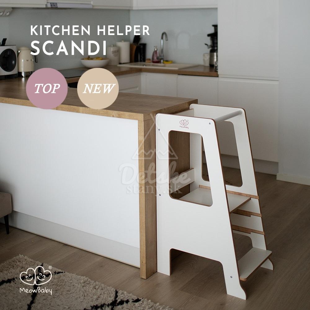 Učiaca veža SCANDI MeowBaby® Kitchen Helper - biela