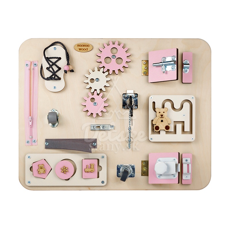 Montessori tabuľa (activity board) pre deti - MIDI SMART - ružová