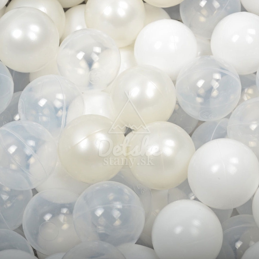 Sada guličiek 200 ks Ø7cm - perleť, biela, transparentná