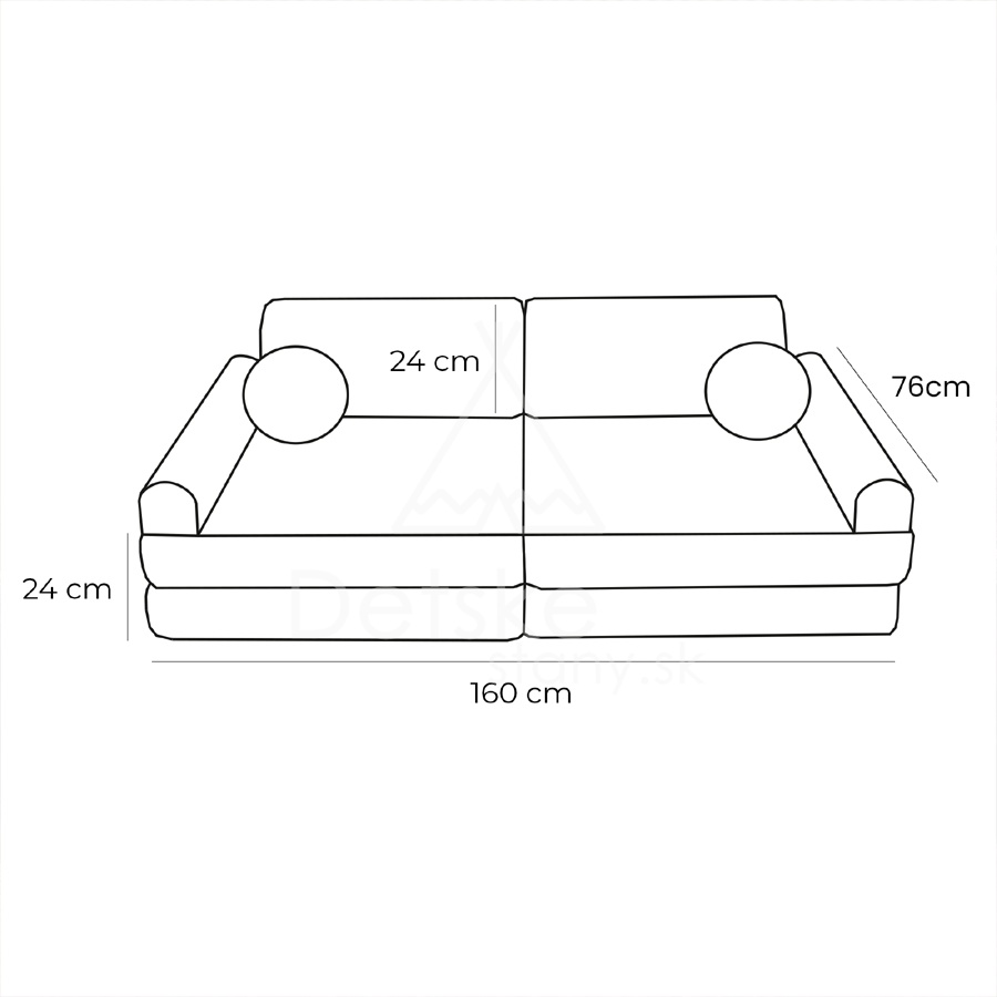 Veľký skladací bunker / detské ihrisko / pohovka - SOFA velvet light GRAY