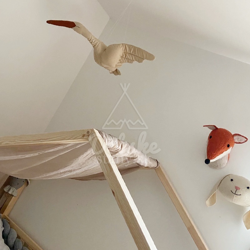 Dekorácia do detskej izby bocian – ružový