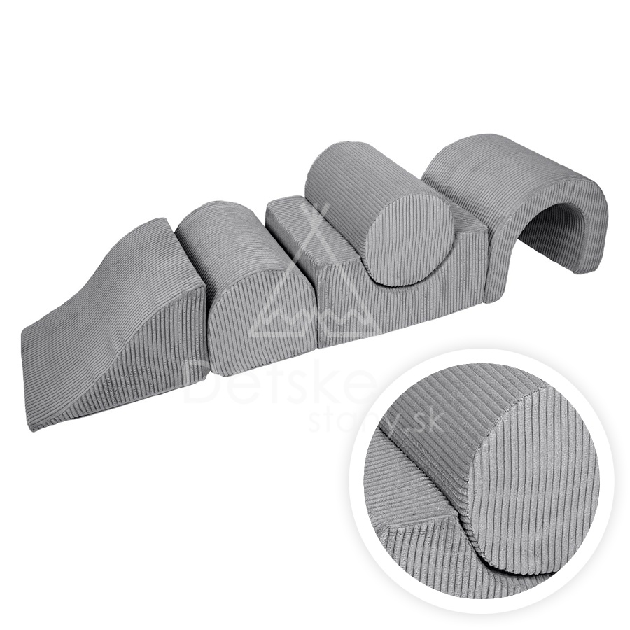 Penová hracia zostava BABY / 5 blokov na cvičenie - Corduroy Estetic GRAY