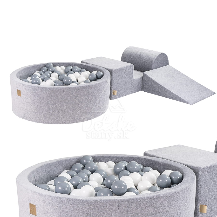 Penová hracia zostava so suchým bazénom MeowBaby® model KR3L (grey) s guličkami 200 ks