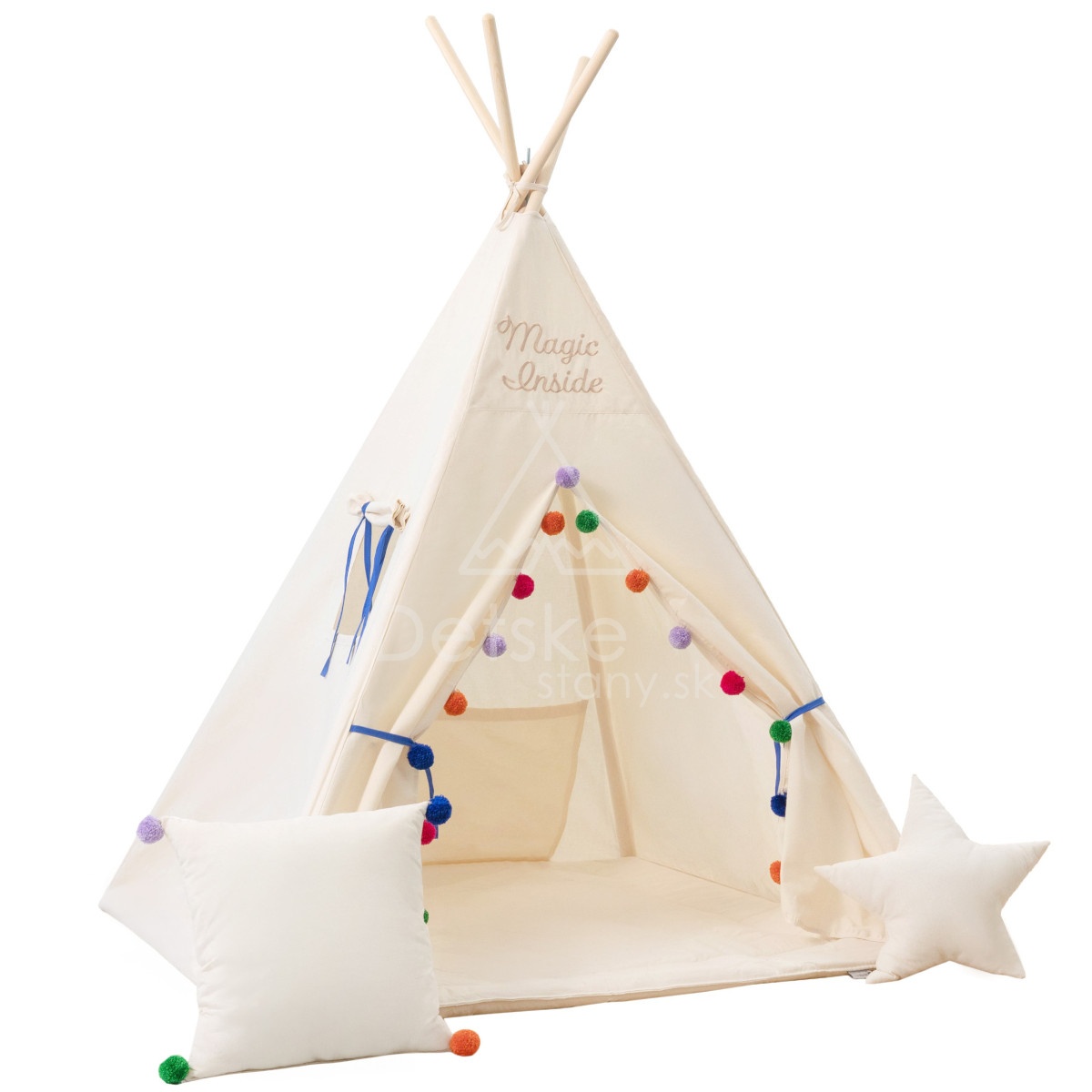 Teepee stan pre deti set s príslušenstvom - Samba pompoms