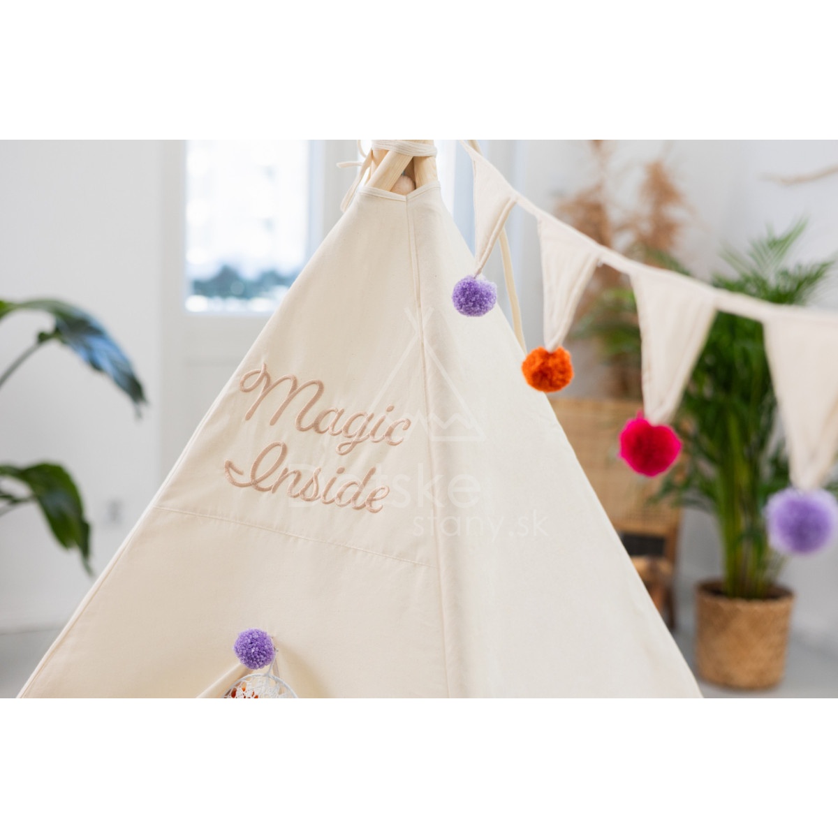 Teepee stan pre deti set s príslušenstvom - Samba pompoms