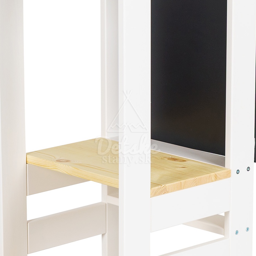 Učiaca veža MeowBaby® Kitchen Helper KOMBI bielo-prírodna s tabuľkou