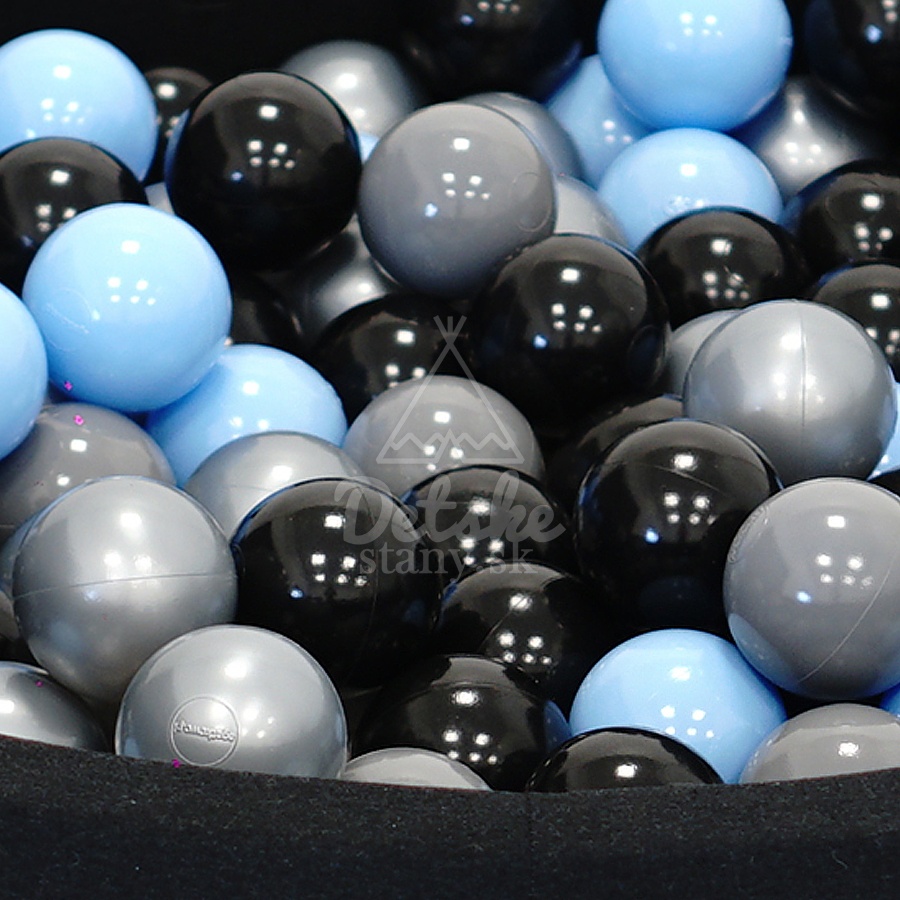 Detský suchý bazén ELEGANCE grafit (90x40cm) + 250 loptičiek - baby blue, čierne, sivé, strieborné