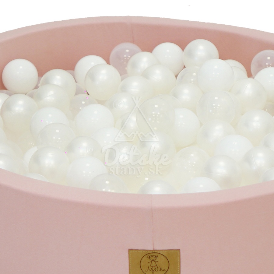 Detský suchý bazén ELEGANCE ružový (90x40cm) + 250 loptičiek - biele, perlové, transparentné