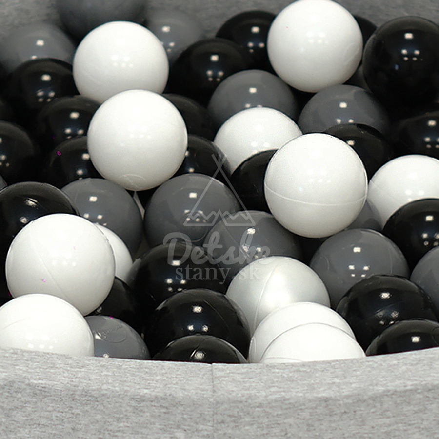 Detský suchý bazén ELEGANCE sivý (90x40cm) + 250 loptičiek - biele, čierne, sivé