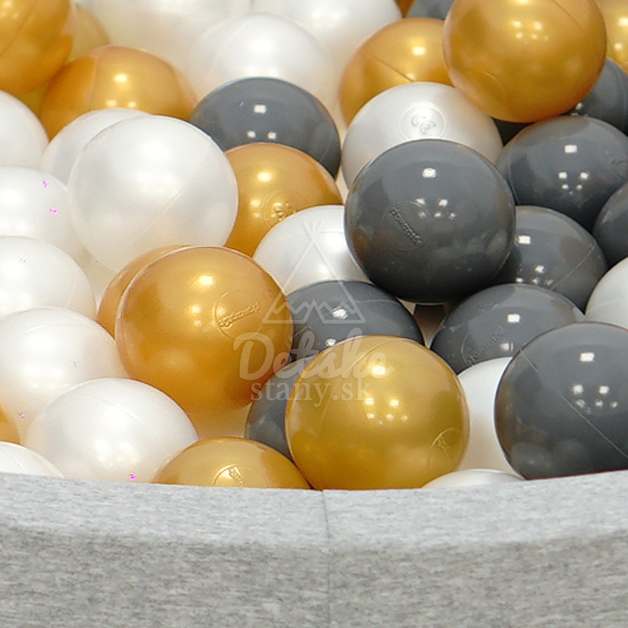 Detský suchý bazén ELEGANCE sivý (90x40cm) + 250 loptičiek - perlové, sivé, zlaté