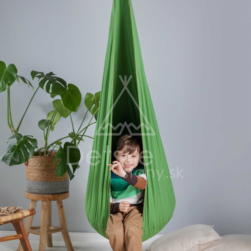 Závesná hojdačka látková - hojdacia kvapka - Zelená tráva