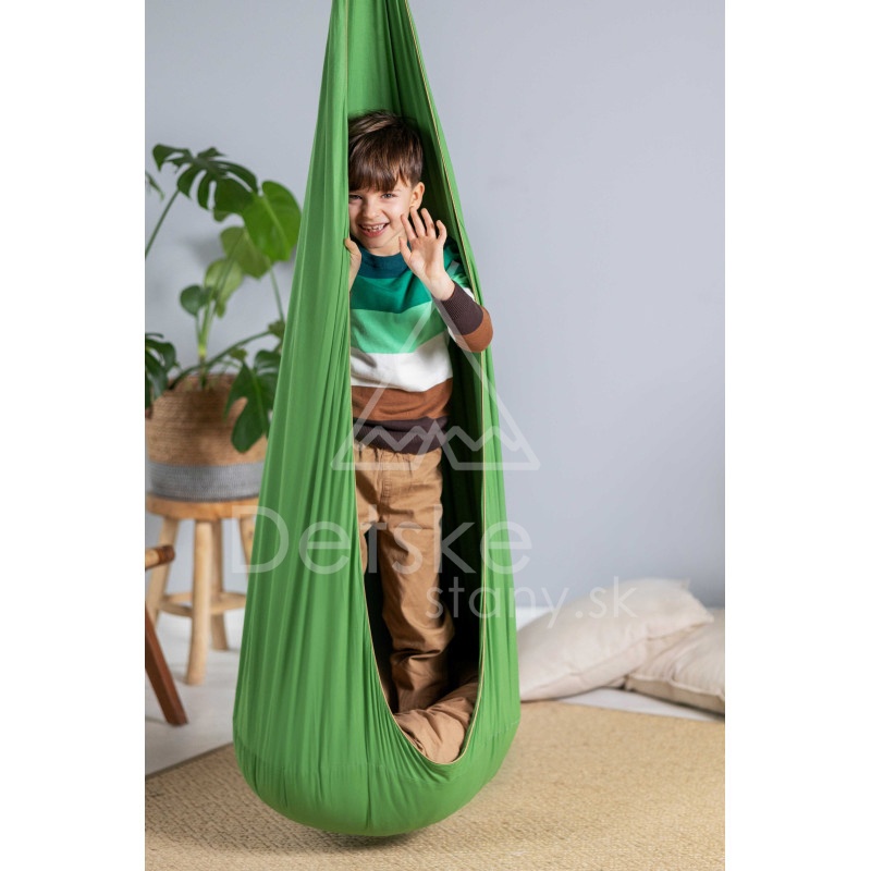 Závesná hojdačka látková - hojdacia kvapka - Zelená tráva