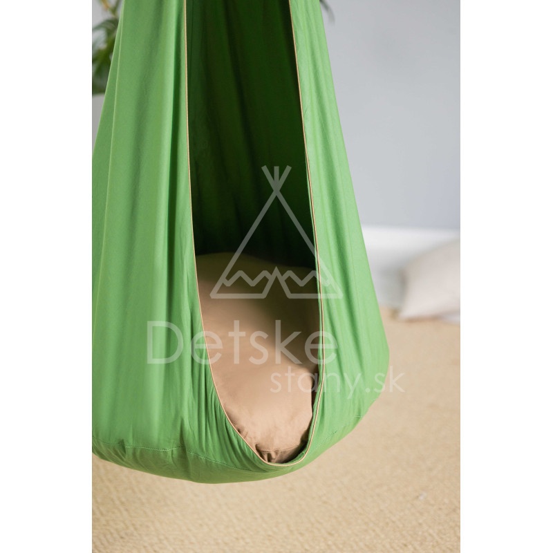 Závesná hojdačka látková - hojdacia kvapka - Zelená tráva