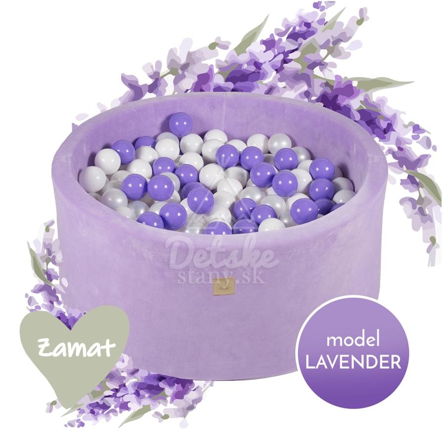 Detský suchý bazén EXCLUSIVE MeowBaby® ZAMAT model Lavender s guličkami 250 ks (90x40cm)