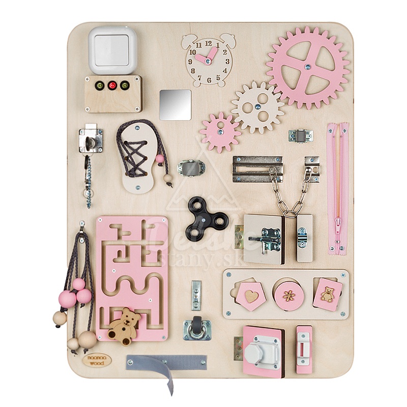 Montessori tabuľa (activity board) pre deti - MAXI - ružová