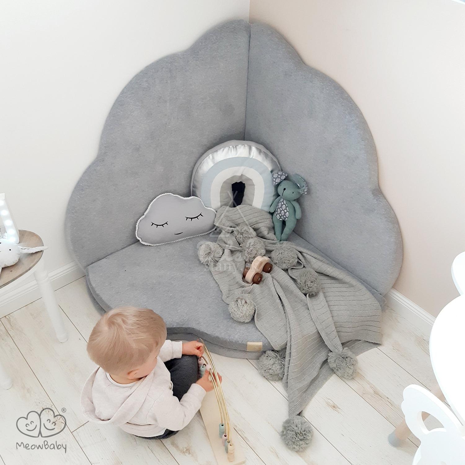 Detská podložka na hranie MeowBaby® 160 x 160 cm obláčik - svetlosivá
