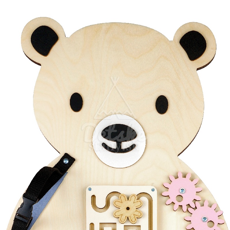 Montessori tabuľa (activity board) - MAXI medveď - pre dievčatká