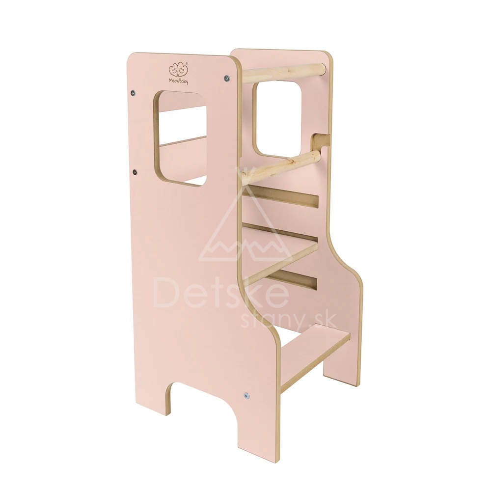 Učiaca veža MDF | Wooden MeowBaby® Kitchen Helper - Pink