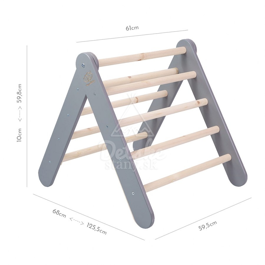 Montessori Piklerovej triangel (drevený trojuholník) JUNIOR - nature / šedý