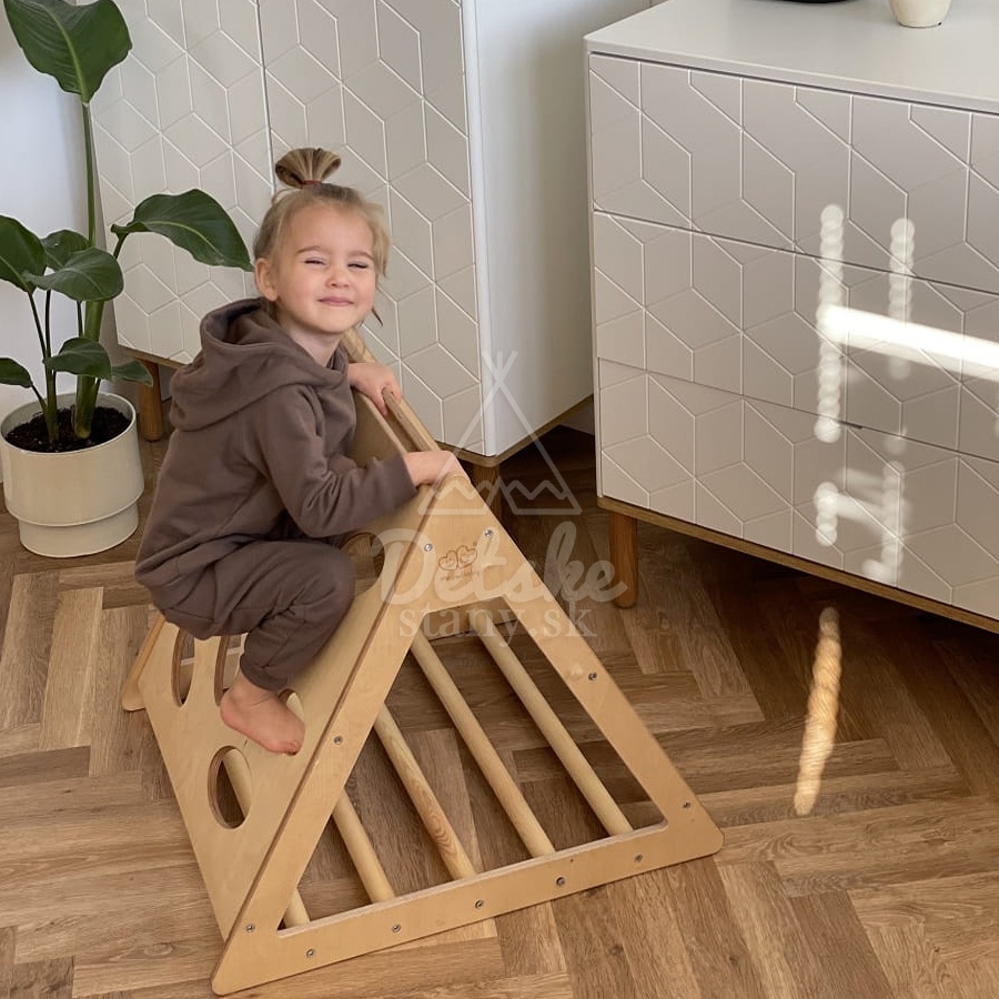 Montessori drevený lezecký trojuholník - prírodné drevo