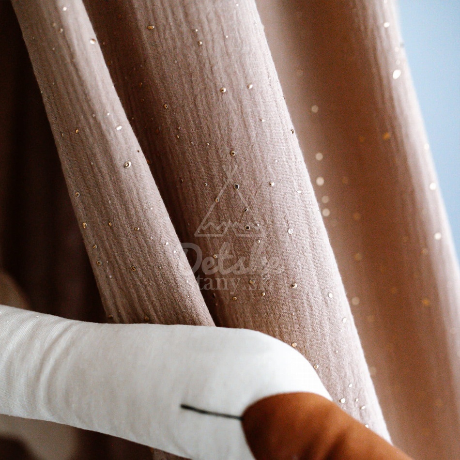 Mušelínový baldachýn s efektom rannej rosy - veľkosť DOUBLE (275 cm) - karamel