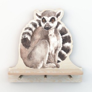 Drevená detská polička s vešiakom NATURE design - Lemur