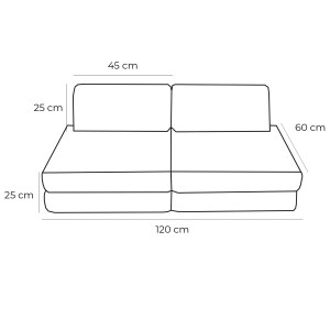 Rozkladacia variabilná pohovka SOFA BASIC Churros hard - pohovka pre deti s hrubým dezénom / lehátko pre deti - 120 cm
