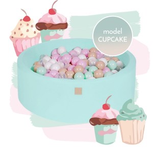 Detský suchý bazén EXCLUSIVE MeowBaby® model Cupcake s guličkami 250 ks (90x30cm)