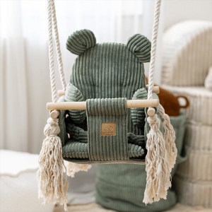 Detská hojdačka Bear Swing s pásom - Corduroy Estetic