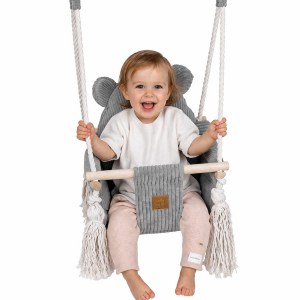Detská hojdačka Bear Swing s pásom - Corduroy Estetic