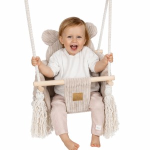 Detská hojdačka Bear Swing s pásom - Corduroy Estetic