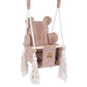 Detská hojdačka Bear Swing s pásom - Corduroy Estetic PINK