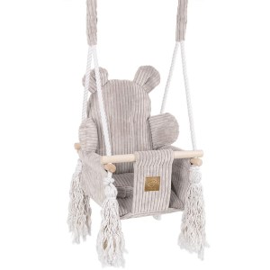 Detská hojdačka Bear Swing s pásom - Corduroy Estetic ECRU