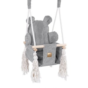 Detská hojdačka Bear Swing s pásom - Corduroy Estetic GRAY