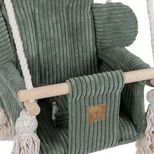 Detská hojdačka Bear Swing s pásom - Corduroy Estetic