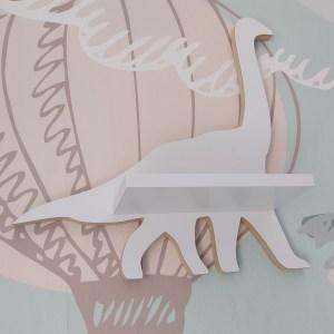 Drevená detská polička na stenu DINO - model Brontosaur