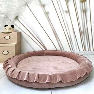 Detské hniezdo okrúhle s volánom VELVET / podložka na hranie 120 cm