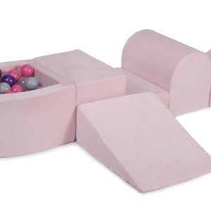 Penová hracia zostava s malým suchým bazénikom Set Light pink + sada 100 guličiek