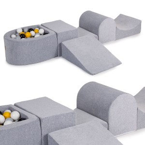 Penová hracia zostava s malým suchým bazénikom Set GREY + sada 100 guličiek