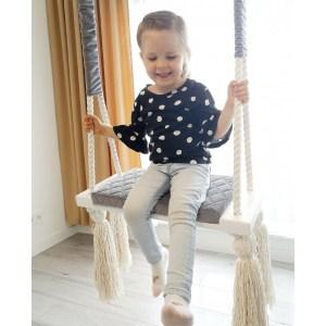 VELVET štýlová drevená hojdačka so strapcami