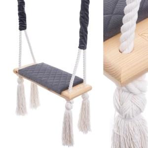 VELVET štýlová drevená hojdačka so strapcami
