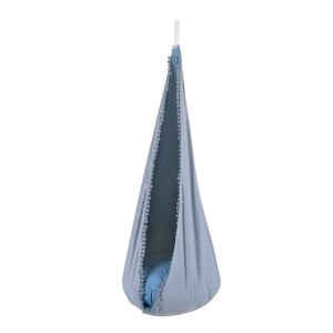 Závesná hojdačka látková - hojdacia kvapka - sivá s guličkami