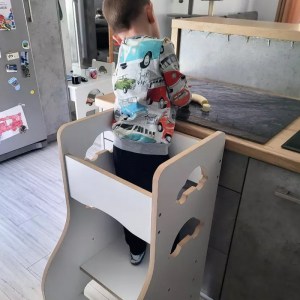 Pevná učiaca veža - Kitchen Helper - biela (Montessori pomocník v kuchyni pre deti) 