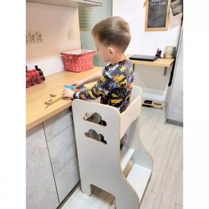 Pevná učiaca veža - Kitchen Helper - biela (Montessori pomocník v kuchyni pre deti) 